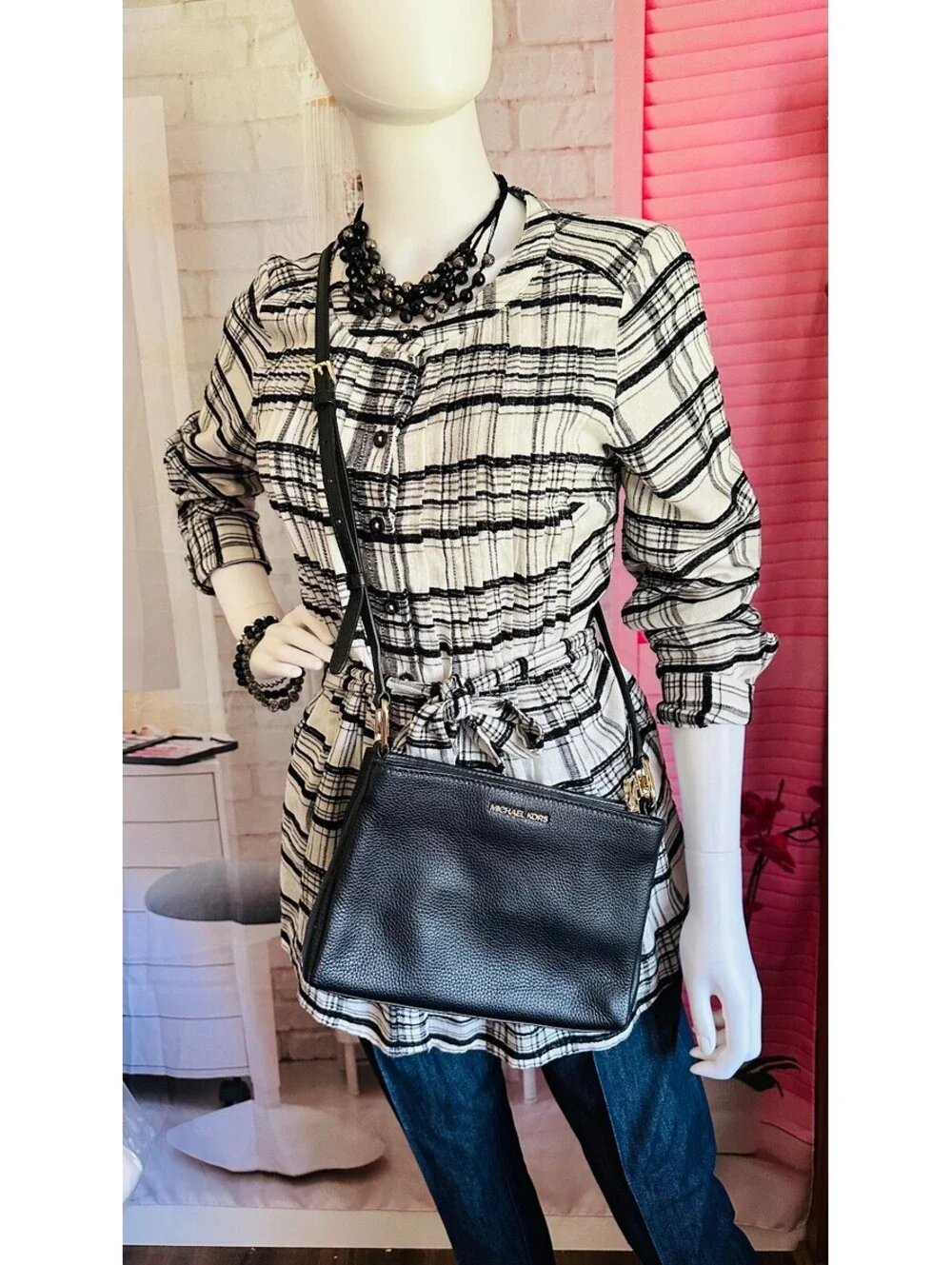 Michael Kors Trisha Medium Pebbled Leather Crossbody Bag